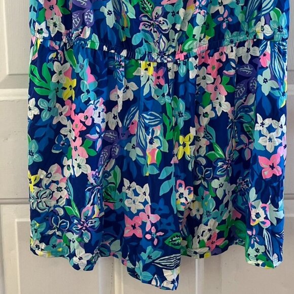 Lily Pulitzer Womans Summer La Fortuna Borealis Blue Social Sunset Romper Sz XL - Picture 5 of 10